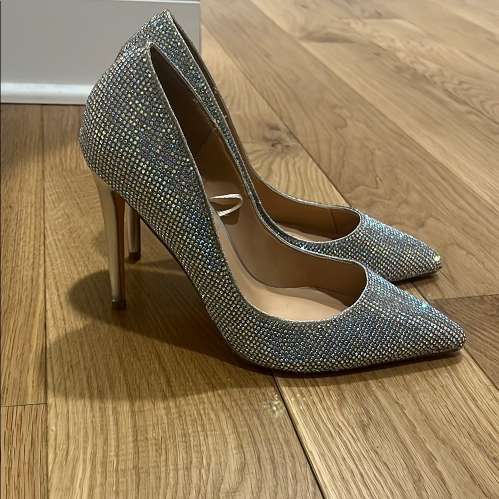 Steve Madden Silver Iridescent Rhinestone Heels
